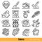 Big set of All Steps of Bakery Product Outline Web Icons isolated