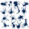 Big set of blue blots isolated on a white