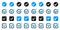 Big set of blue check or tick icons for design