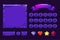 Big set Cartoon neon purple stone assets and buttons For Ui Game, GUI icons