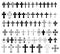 Big set of christian orthodoxy crosses in different styles and shapes isolated on white background.