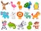 Big set of cute cartoon animals. Vector illustration