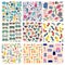 Big set of fashion clothes and accessories seamless patterns