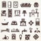 Big set of furniture and home related silhouettes and icons