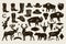 Big set of Hand Draw vintage native American signs from Deer, Buffalo, Cowboy Boots and Hats, cow Skulls, bear