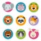 Big set head of animals icons. Vector collection funny face of animals