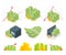 Big set of money icons. Piles dollars and coins. Isometric illustration