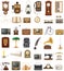 Big set of much objects retro old vintage icons stock vector ill