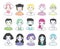 Big set of people avatars for social media, website. Doodle portraits fashionable girls and guys. Trendy hand drawn