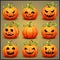 Big set of pumpkins for Halloween. Vector