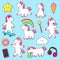 Big set of rainbow unicorn character stickers