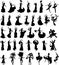 Big set of silhouettes of dancers