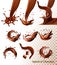 Big set of Splash of chocolate on transparent background.