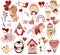 Big set for Valentine's day, happy cupid, animals, flowers, birds, balloons, gnome, bouquet of flowers, rainbow