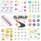Big set of various colorful Infographic elements such as Road Ma