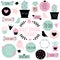 Big set of vector cliparts with phrases, flowers and wreaths for
