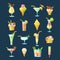 Big set of vector cocktails and ice cream icons.