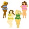 big set of vector illustrations - plus-size concept, positive body, no diets. Love your body at any weight. Girls with big breasts