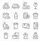 Big set of waste sorting, recycling thin line icons isolated on white. Garbage collection outline pictograms.