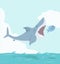 Big Shark eat small fish cartoon