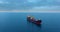 Big ship cruising in open ocean Mediterranean Aegean sea, Aerial drone video