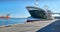 Big Ship in Harbor with blue sky as background