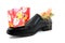 Big shoe with carrots and presents for Sinterklaas