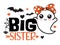 Big Sister Halloween vector illustration with cute ghost, hearts, spider and bats.