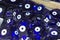 Big size dusty blue bead worn against the evil eye in turkish shop for traditional ancient beliefs