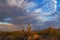 Big Sky Arizona Desert Landscape With Cactus & Mountains