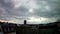 big sky timelapse. Thick gray clouds over the city of Berlin. Great aerial view