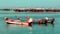 The big and small boats parked in the river arasalaru to ready to catch fish.