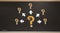 Big and small question marks with arrows on a blackboard