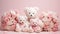 Big and small teddy bears sitting pink,Generate AI