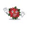 Big smile flower poinsettia Waving hands cartoon character