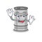 Big smile oil drum waving hands cartoon character