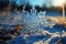 Big snowflake close-up, winter, snowdrifts and New Year\\\'s symbol, AI Generated