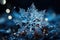 Big snowflake close-up, winter, snowdrifts and New Year\\\'s symbol, AI Generated