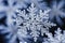 Big snowflake close-up, winter, snowdrifts and New Year\\\'s symbol, AI Generated