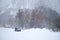 A big snowstorm at snow mountain area in Hokkaido, Japan