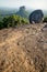 Big Stone on Pidurangala Rock with view on Lions Rock vertical in Sigiriya, Sri Lanka