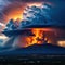 a big stormy cloud with a lot of A fire hurricane ravages the cloudscape in the A visual representation of climate change induced