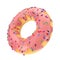 Big Strawberry Pink Glazed Donut with Color Sprinkles. 3d Render