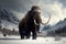 Big strong mammoth in winter. Generative AI