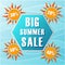 big summer sale and percentages off in suns, label in flat design