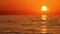 Big Sun at Sunset 4k over Sea or Ocean Time Lapse, Closeup Telephoto Lens. Travel, Beginning, Nature Concept