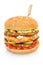 Big tall hamburger isolated