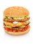 Big tall hamburger isolated