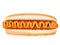 Big tasty appetizing Hot dog close-up isolated on a white background. Fastfood.