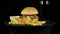 Big tasty burger with chicken, cola and fries potato